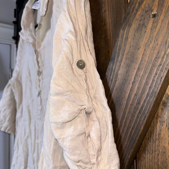 Match Point Sz L 100% Linen Oversized Tunic Top - Picture 3 of 5